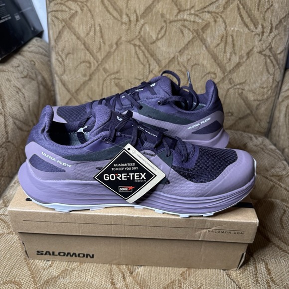 Salomon Ultra Flow Gore-Tex Women's Size 10.5 Sneakers Running Shoes Purple NWT! - Picture 2 of 8